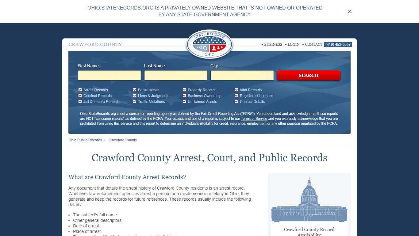 Crawford County Arrest, Court, and Public Records