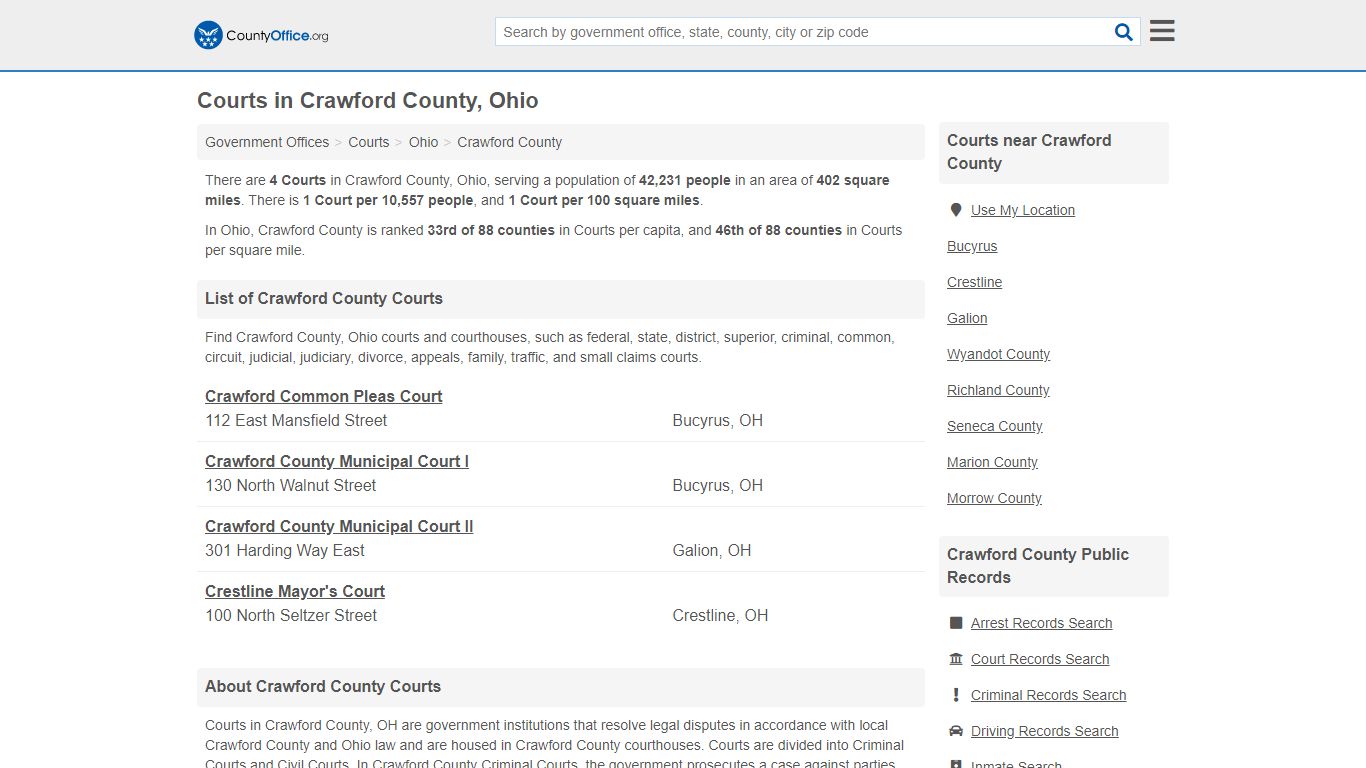 Courts - Crawford County, OH (Court Records & Calendars)