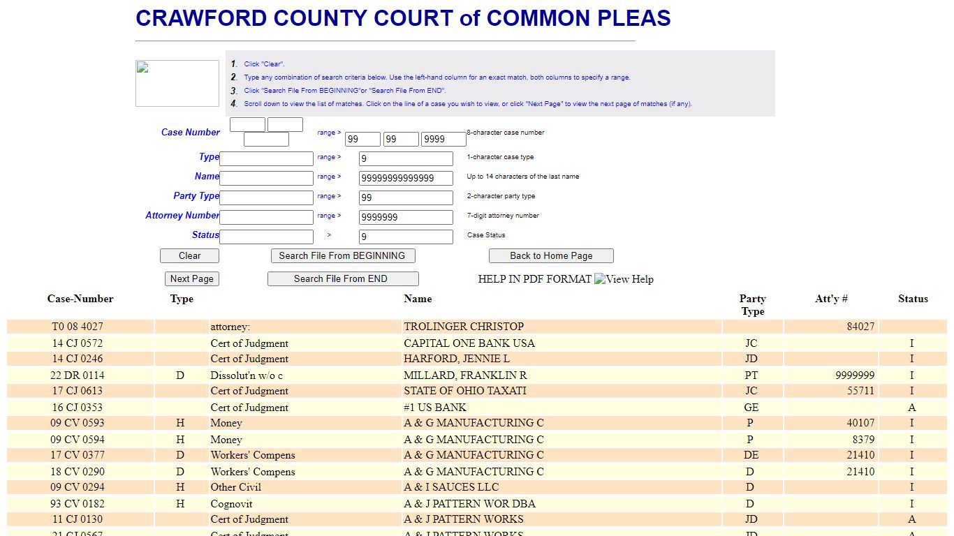 CRAWFORD COUNTY COURT of COMMON PLEAS